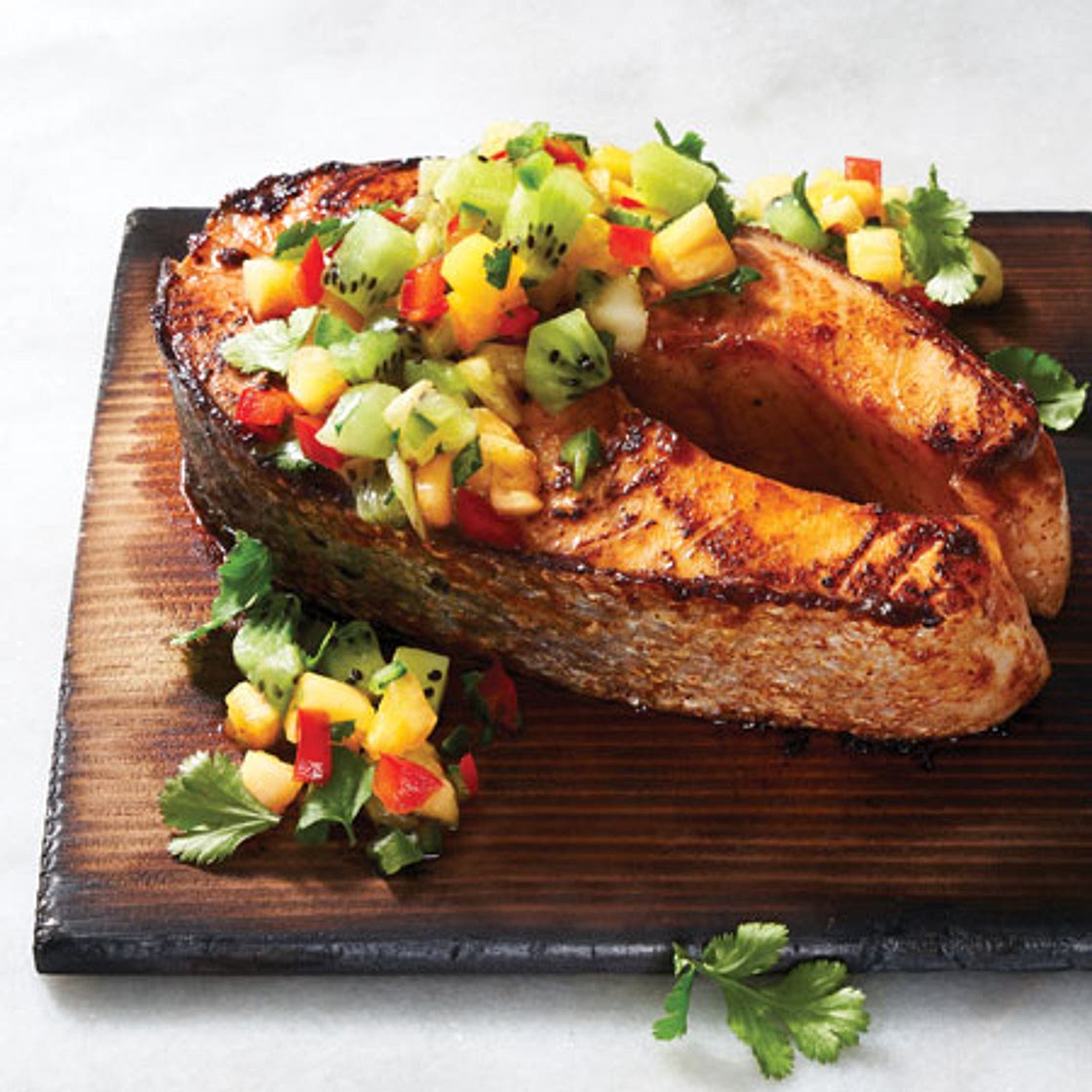 Marinated Salmon Steaks and Fruit Salsa