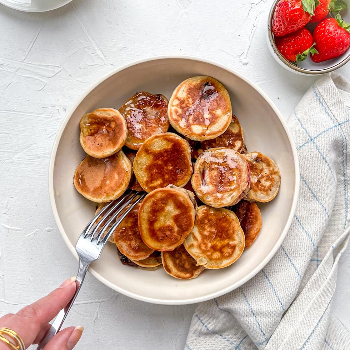 Mini Chocolate Pancakes filled with Chocolate and Strawberry