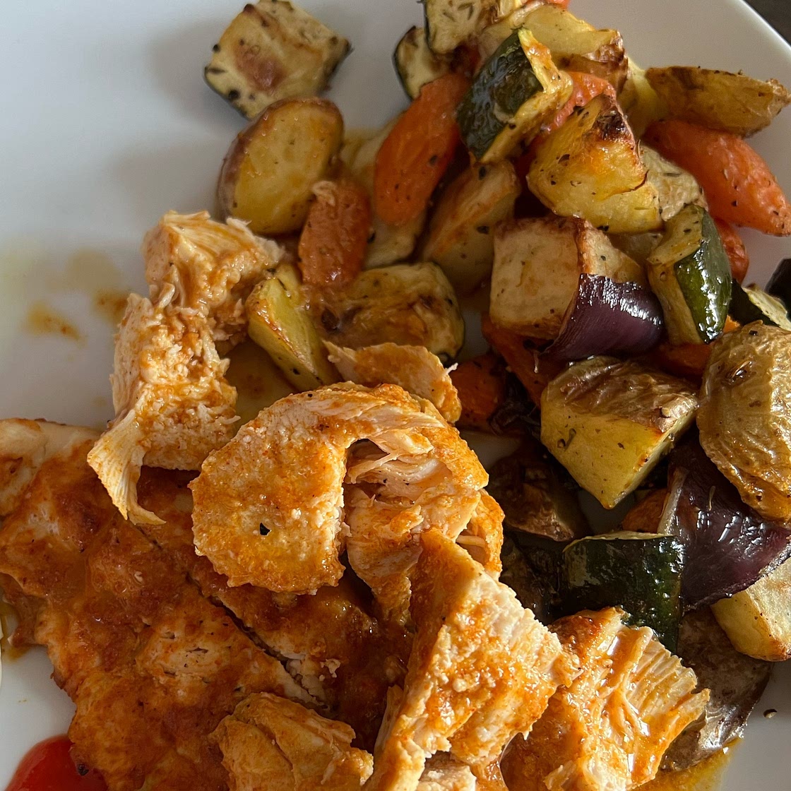Grilled chicken & roast vegetables (low carb low sodium)