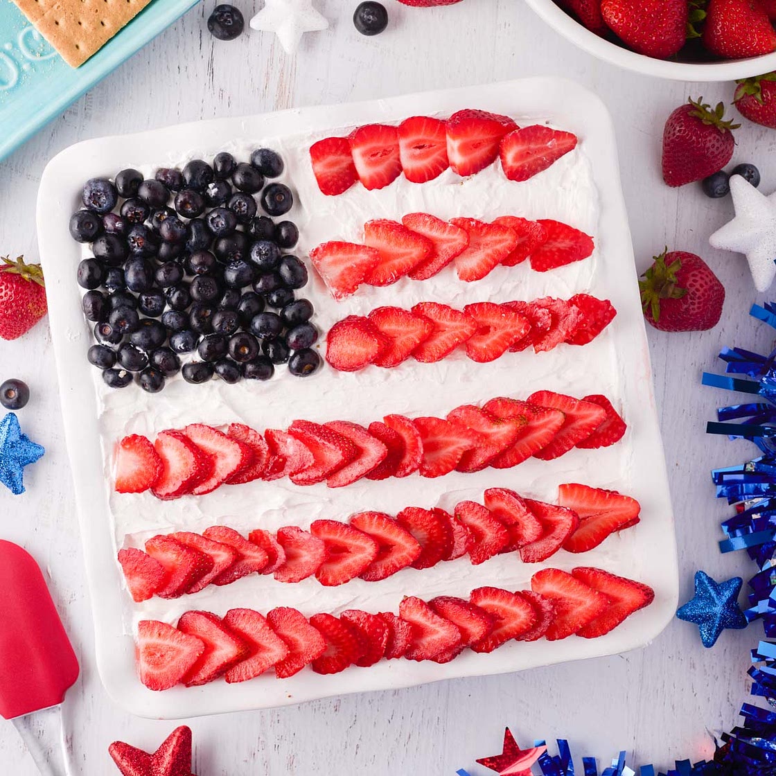 Red White and Blue Strawberry Icebox Cake