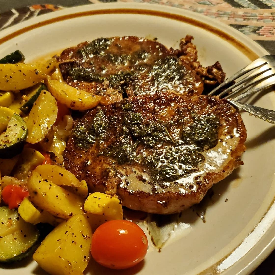 Garlic Butter Pork Chops with Zucchini