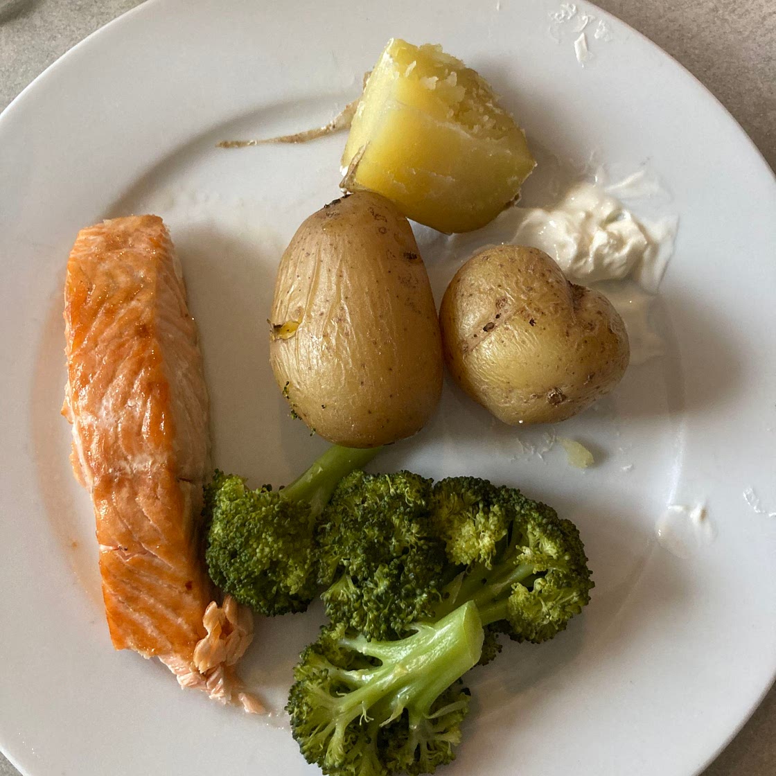 Salmon, broccoli and potatoes