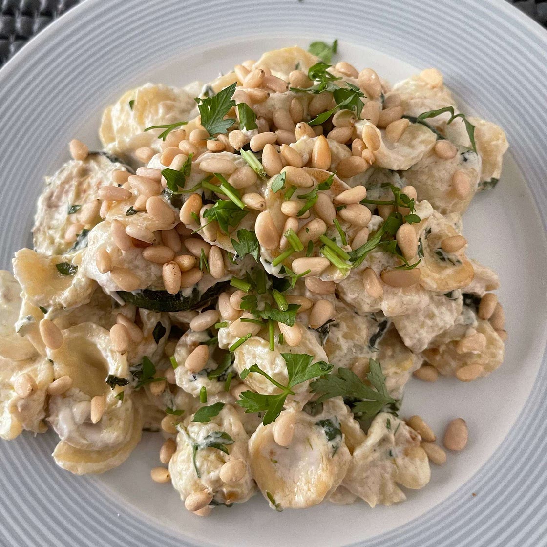 Courgette, lemon & goat’s cheese orecchiette
