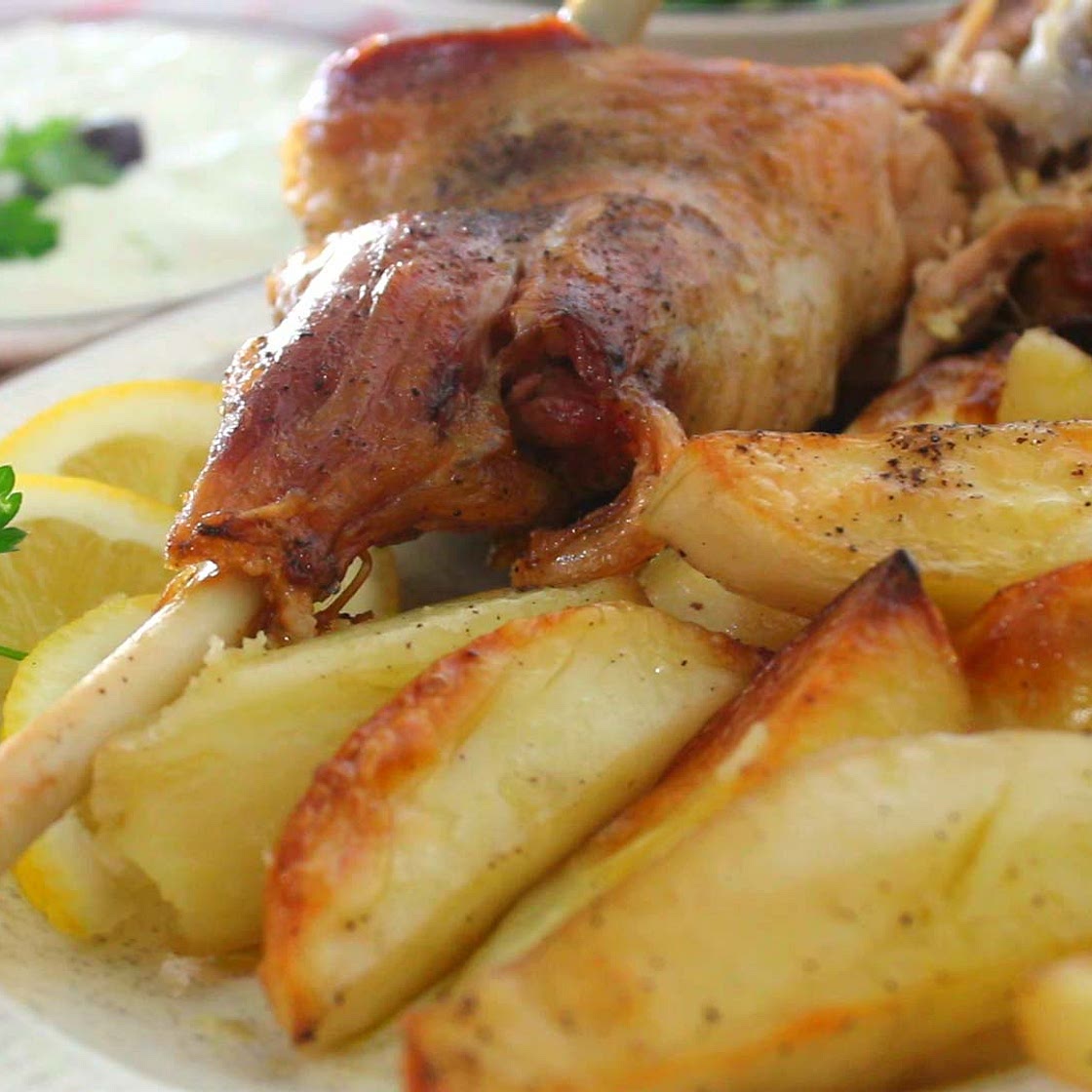 Slow Roasted Lamb leg with potatoes - Greek Style