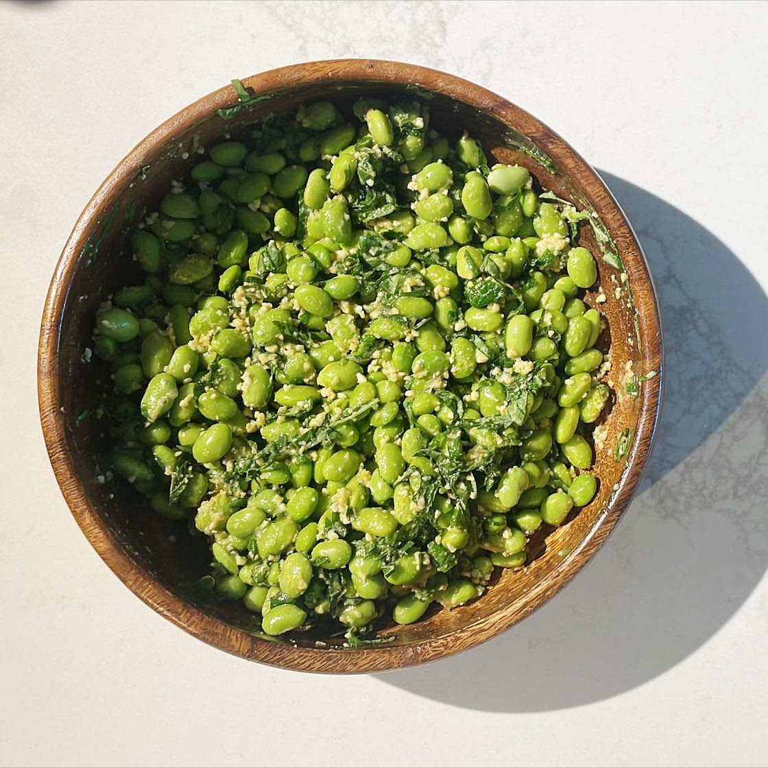 Edamame Salad with Parmesan, Basil & Mint