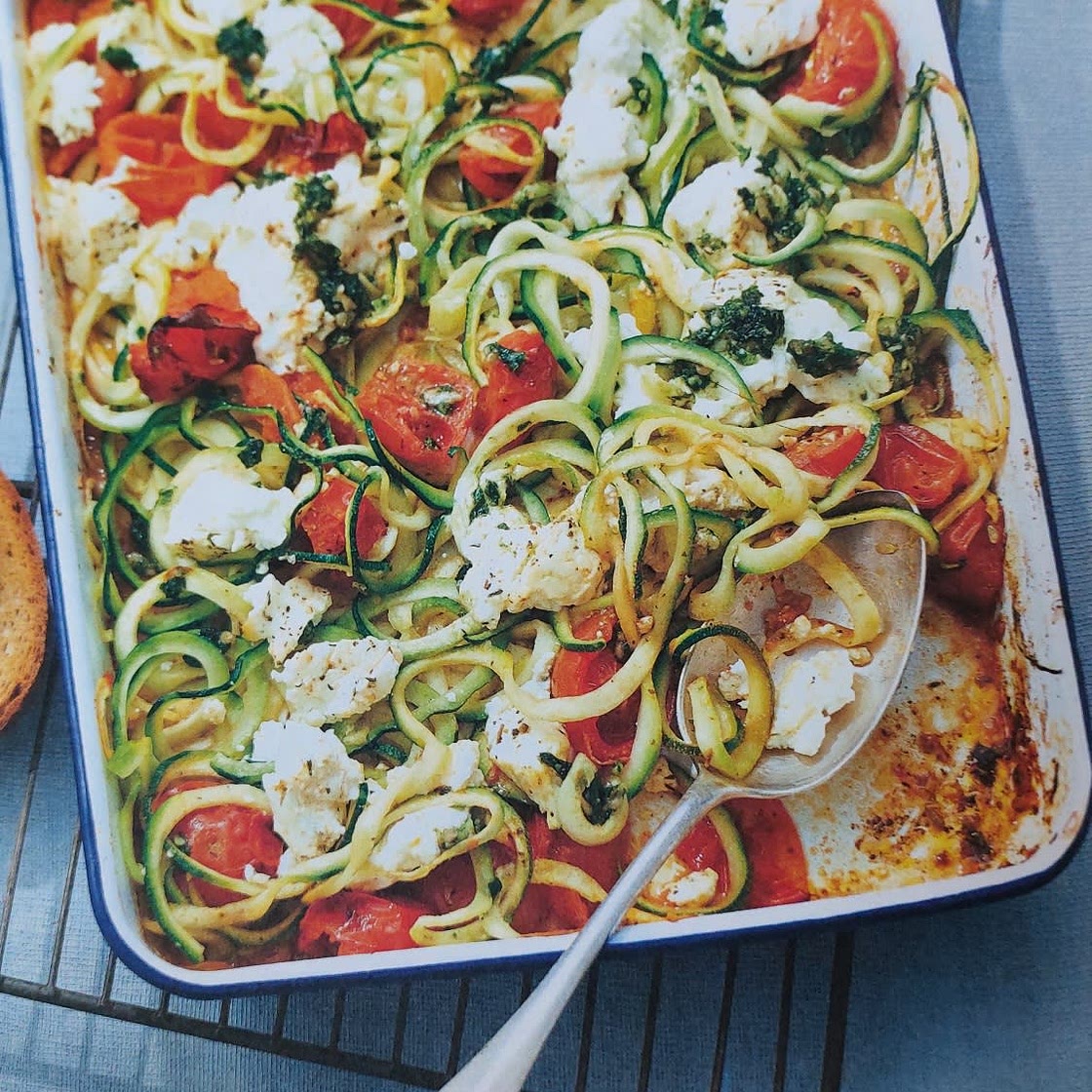 Spaghetti de courgettes, tomates cerise et feta