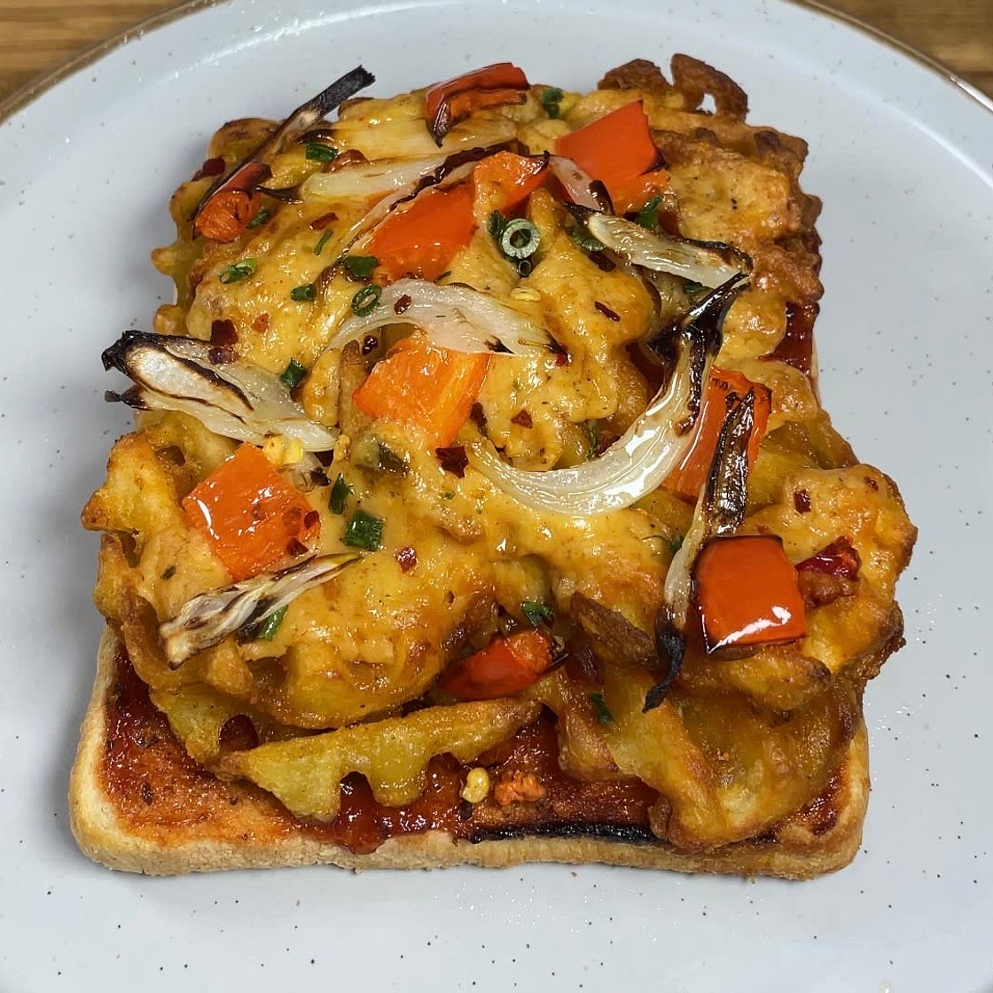 Spicy Potato Waffle Cheese on Toast 
