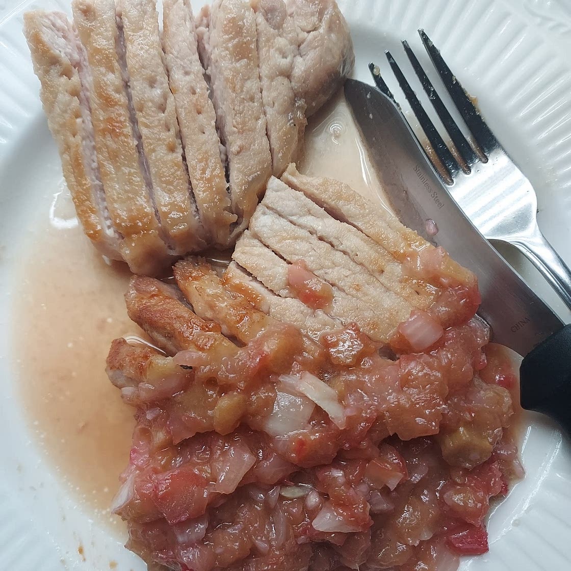 Grilled Pork Tenderloin with Sweet & Sour Rhubarb Chutney