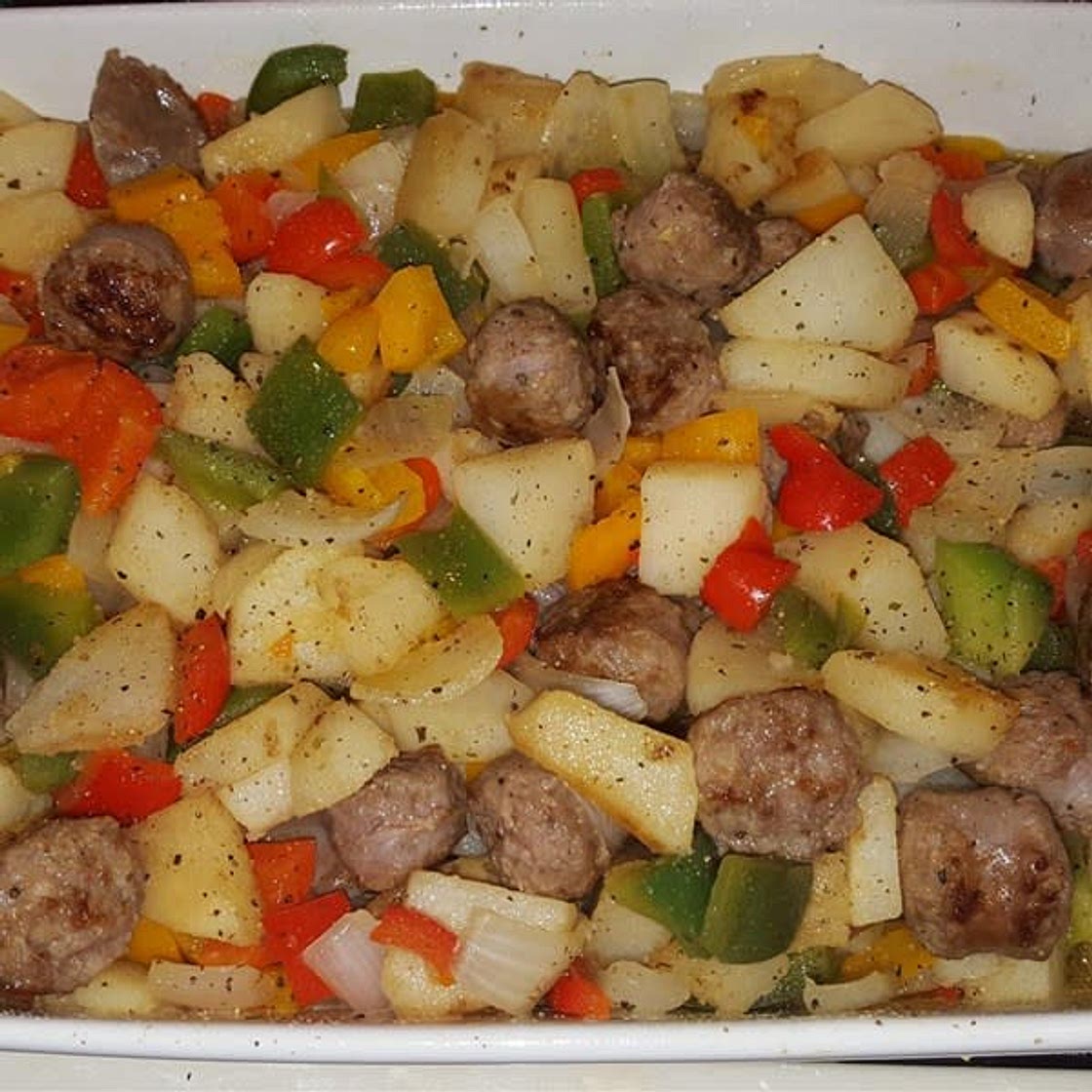 Sausage Peppers and Potato Bake