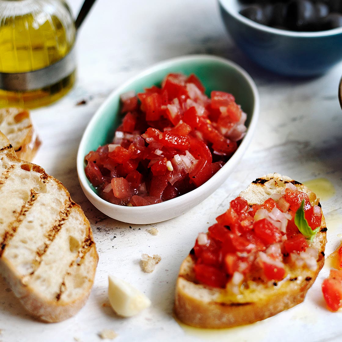 Fresh tomato salsa (with bruschetta variations)
