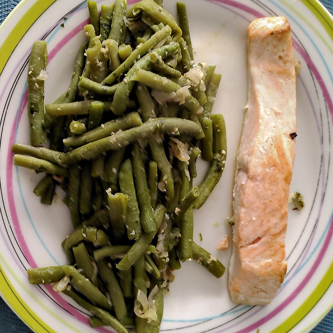 Pavée de saumon haricots verts