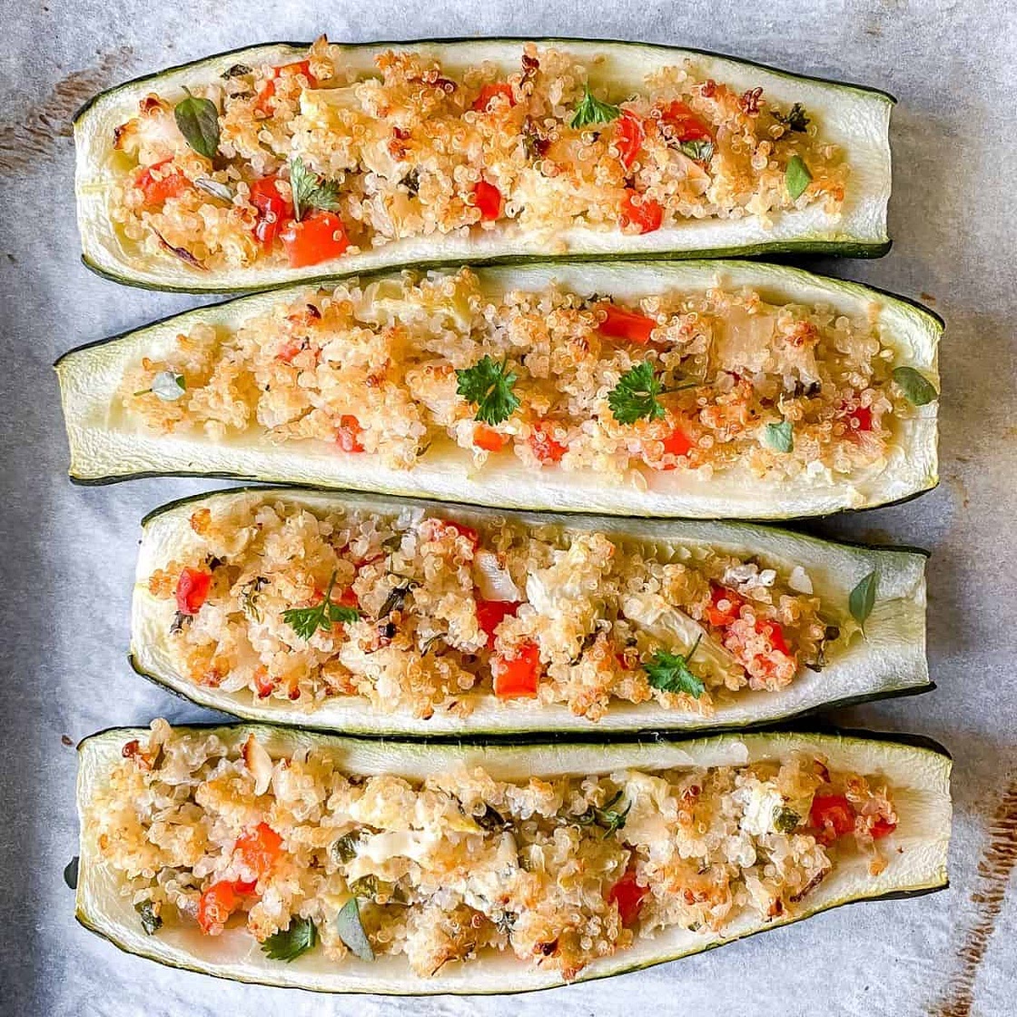 Quinoa Stuffed Zucchini Boats