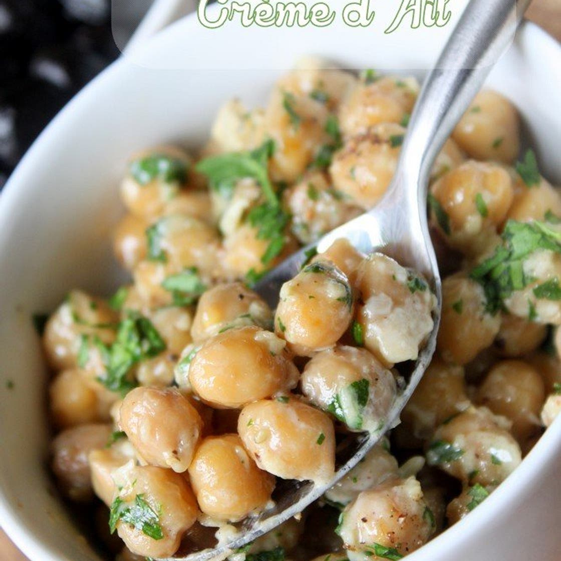 Pois chiches crème d'ail persillée {accompagnement facile}