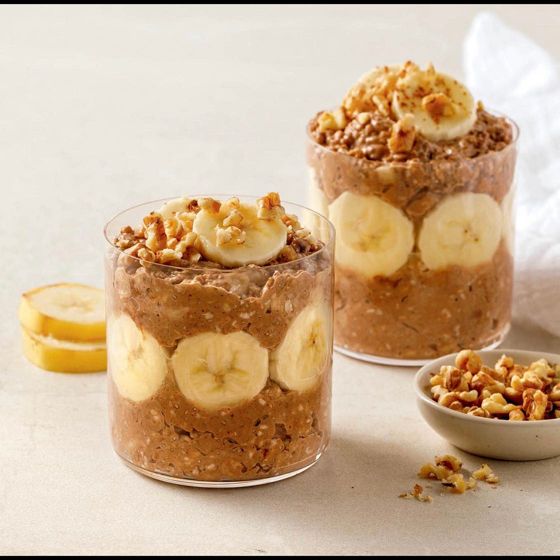 Gruau froid banane et chocolat 