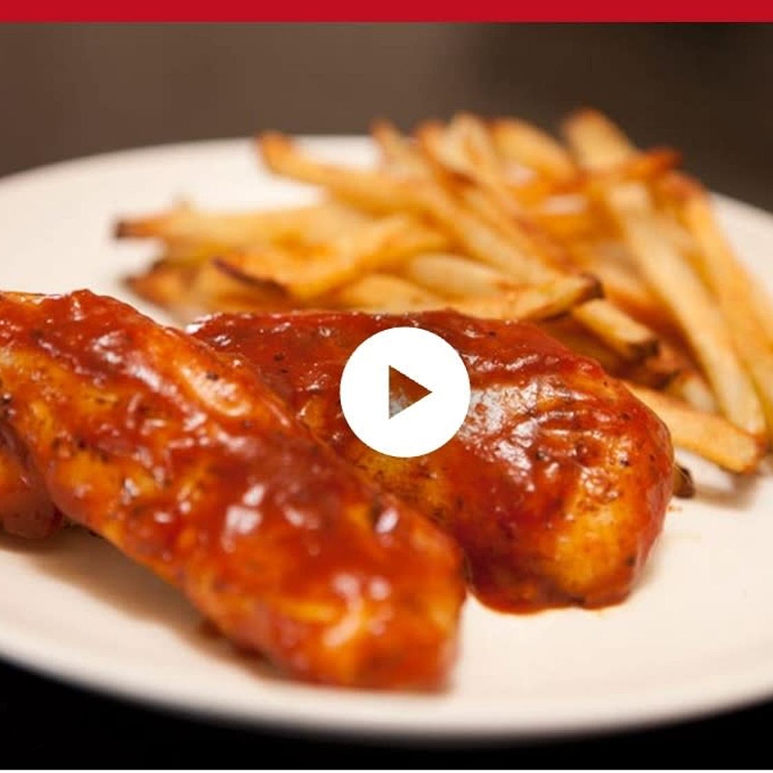 Barbeque Glazed Chicken Tenders and Oven Fries
