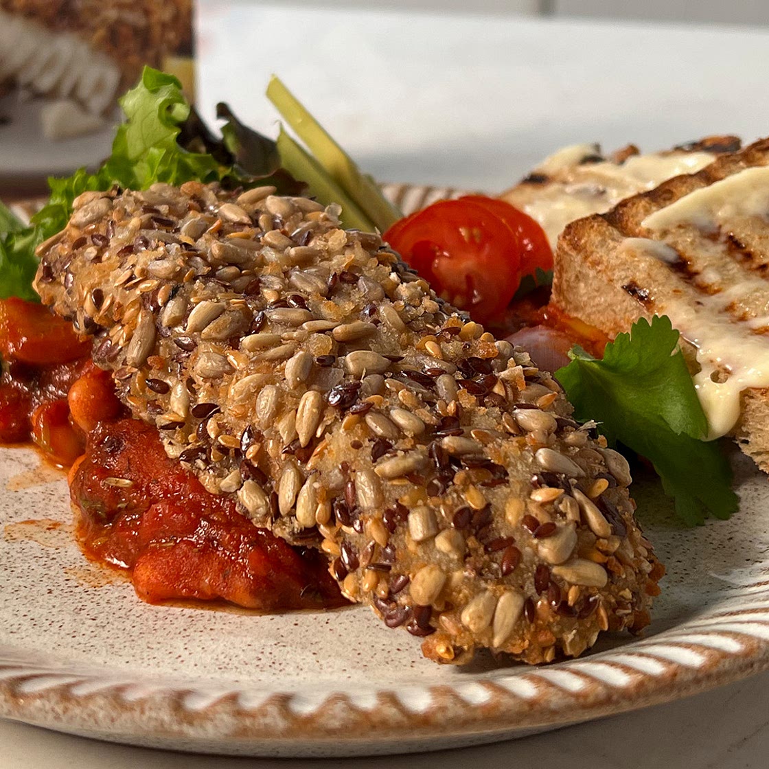 Crispy Fish Fillets & Spicy Beans Bake