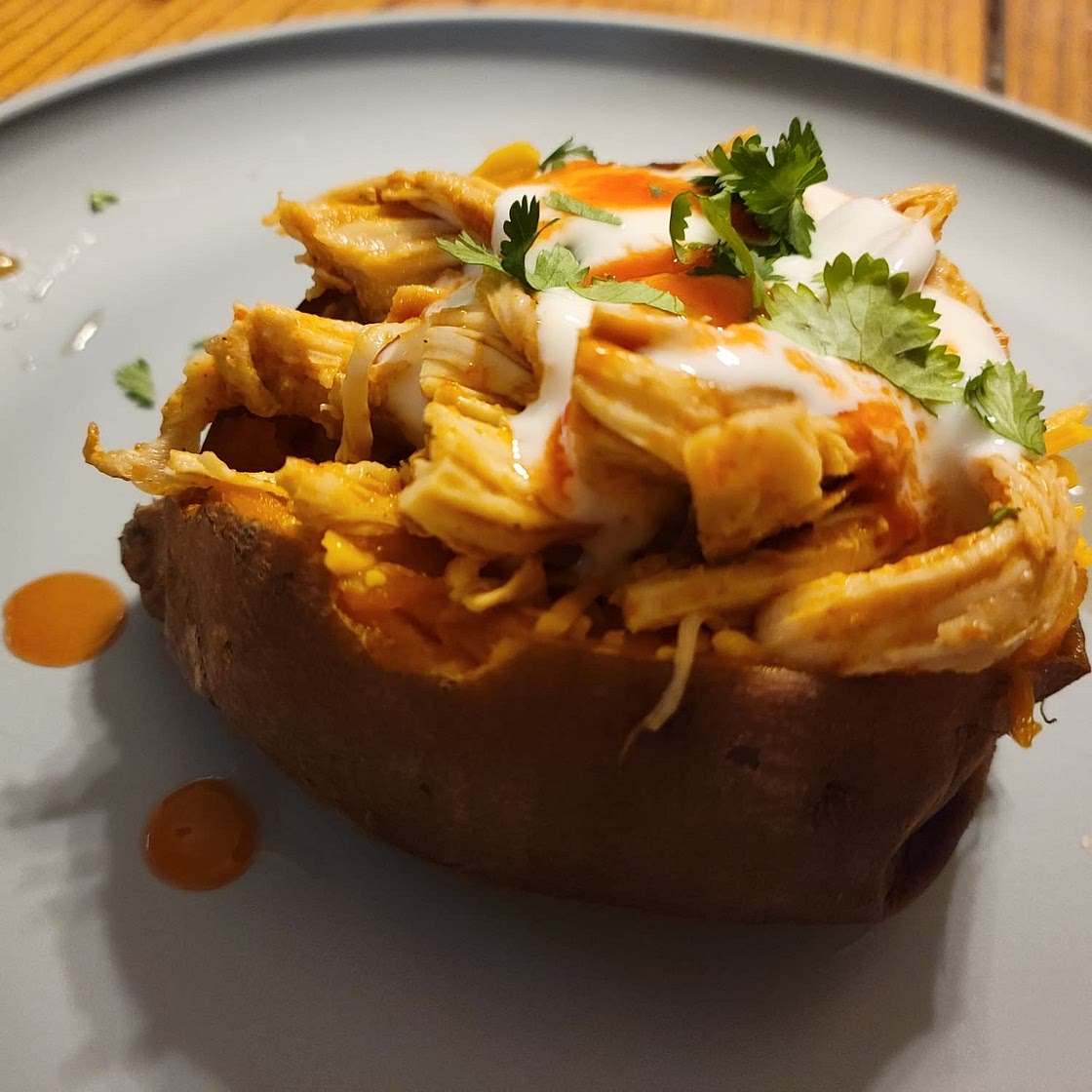 Slow Cooker Loaded Enchilada Chicken Stuffed Sweet Potatoes
