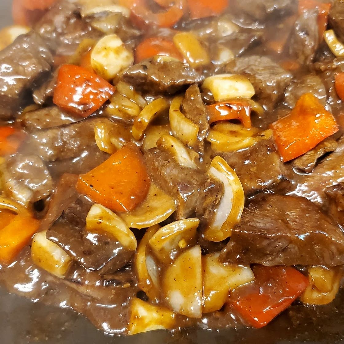 Teriyaki Steak Bites with Green Pepper and Onion