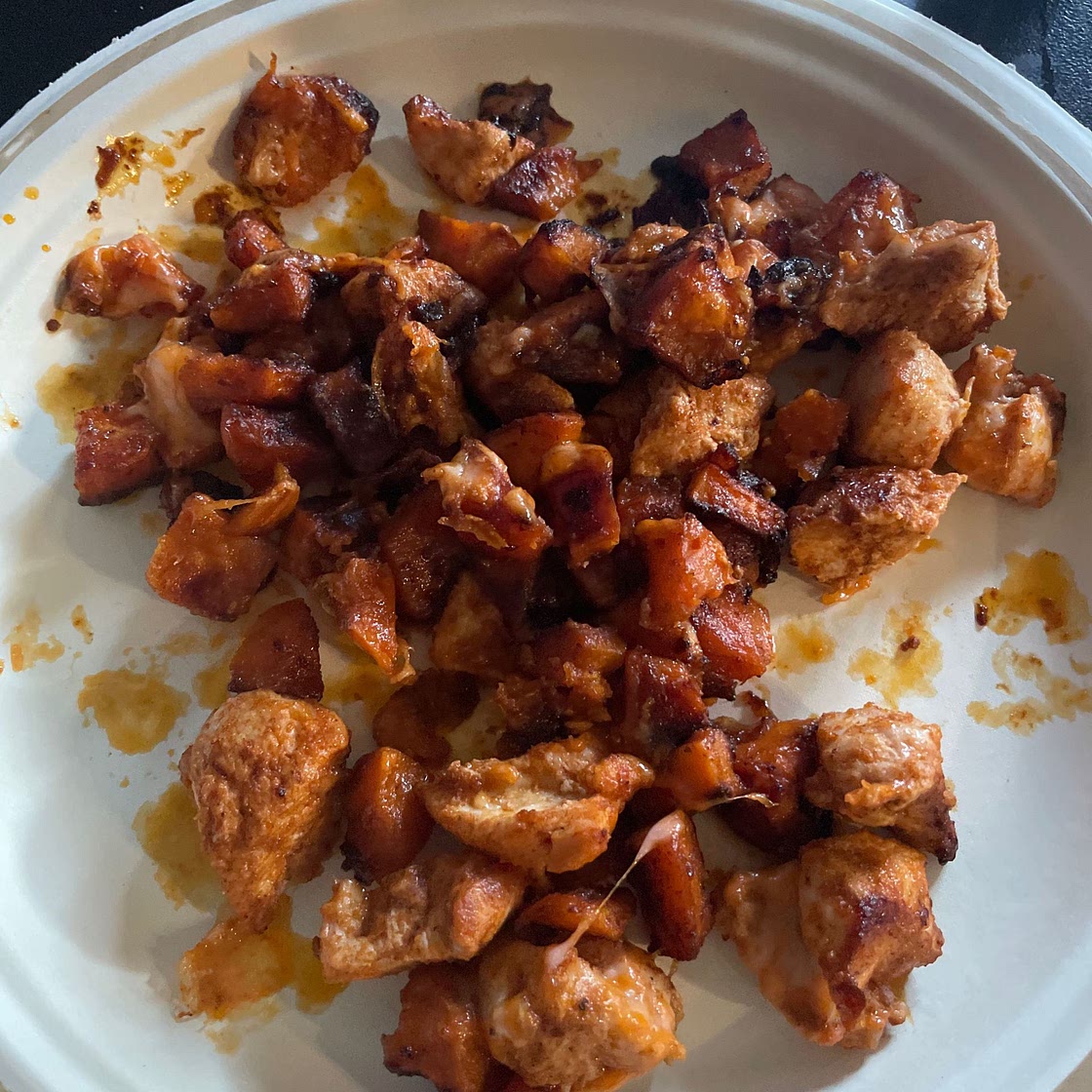 Loaded sweet potato and chicken bake