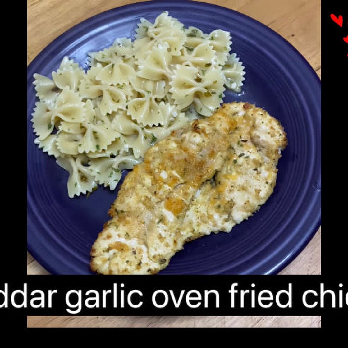Cheddar garlic oven fried chicken 