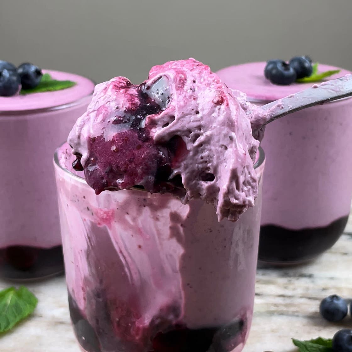 Blueberry Mousse with Blueberry Compote