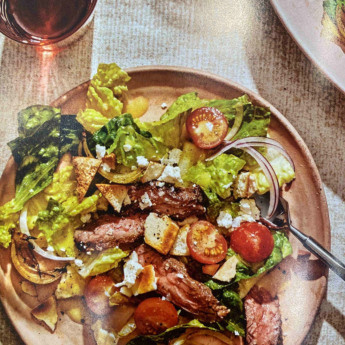 Shawarma spiced skirt steak salad 