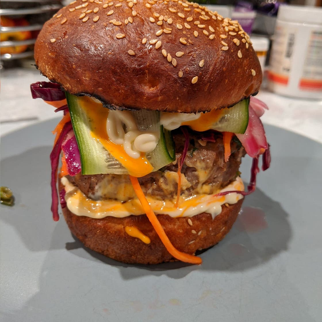Thai Turkey Burgers with Crunchy Asian Slaw