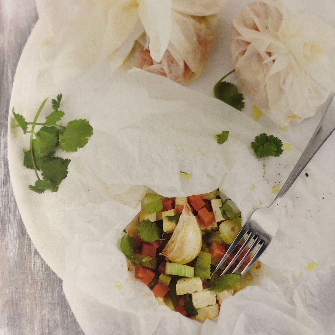Papillotes de fenouil, patate douce et tofu