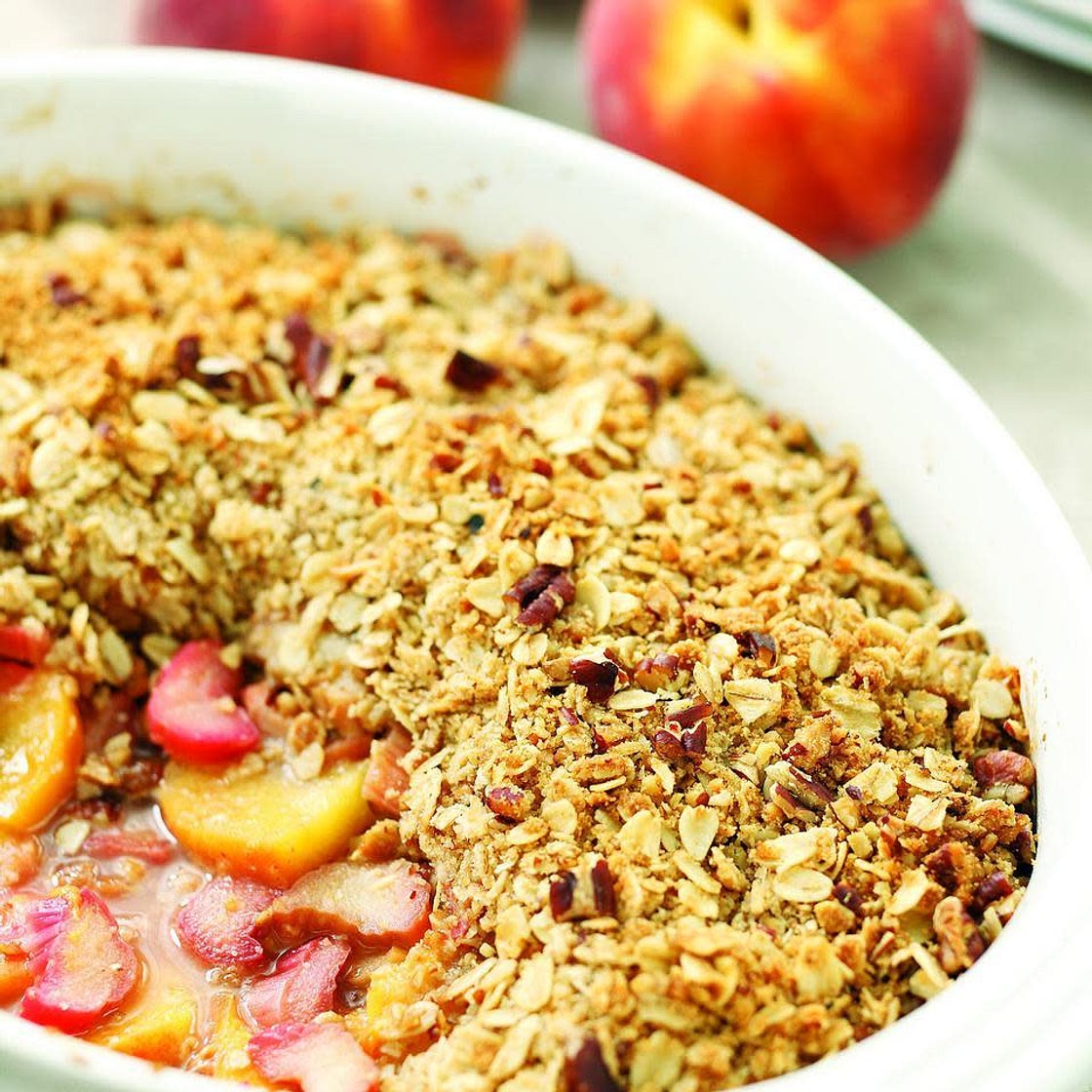 Peach, Rhubarb & Ginger Crisp