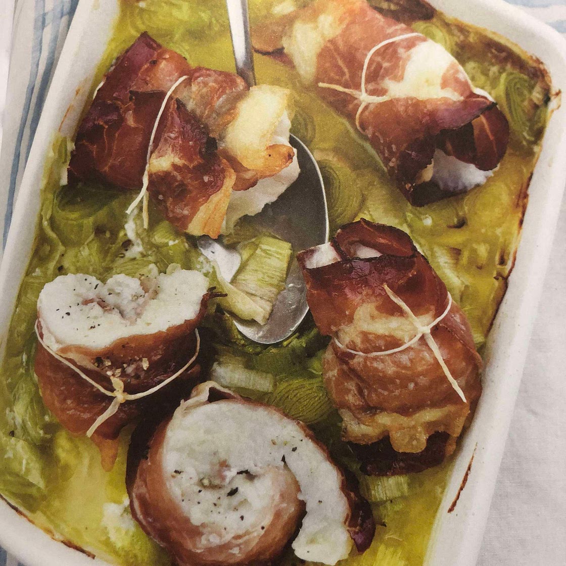 Lotte rôtie au jambon