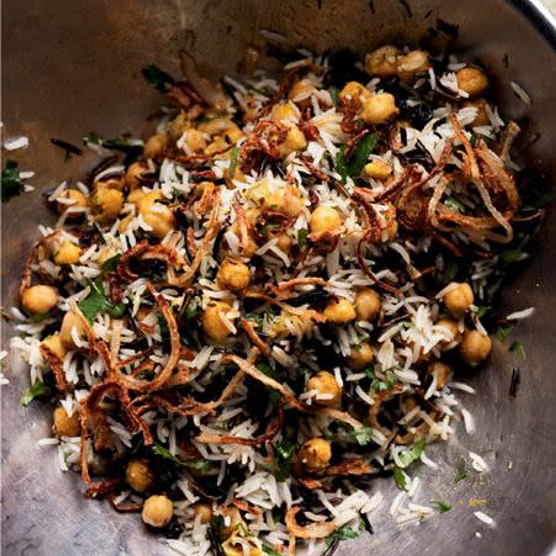 Basmati & wild rice with chickpeas, currants & herbs