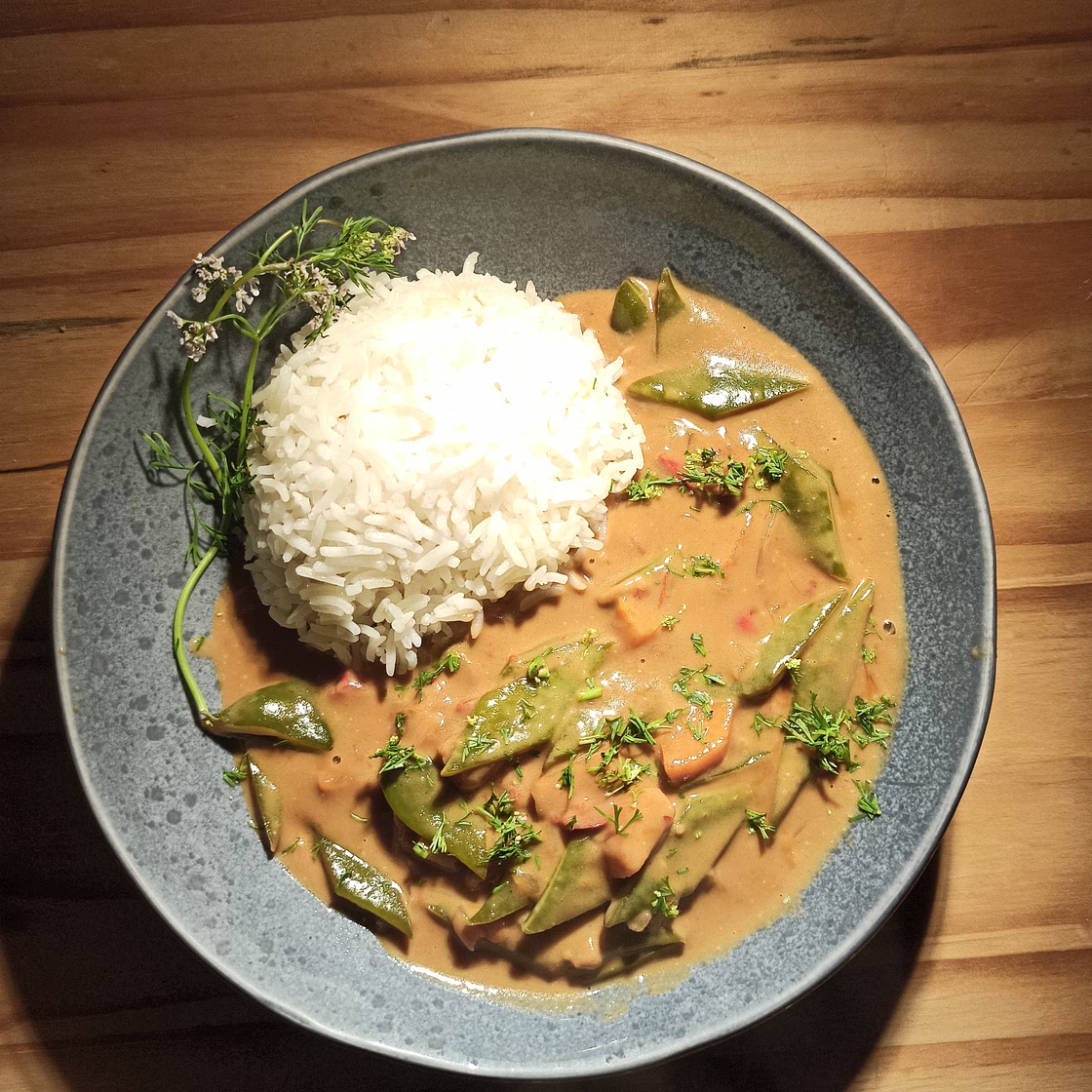 haricots plats et patate douce coco cacahuète