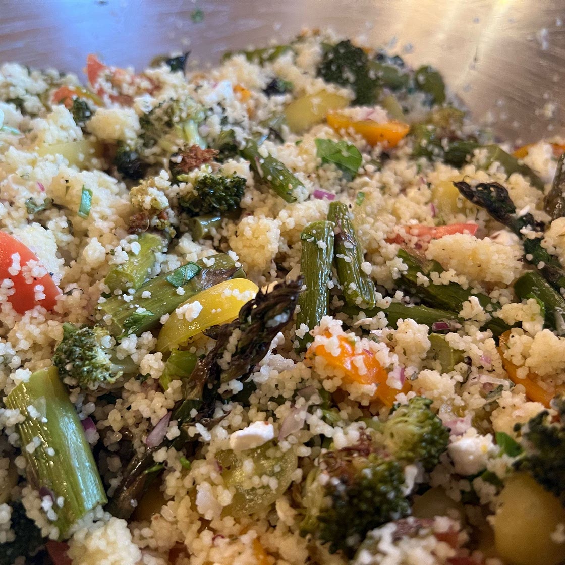 Lemon Asparagus Couscous Salad with Tomatoes