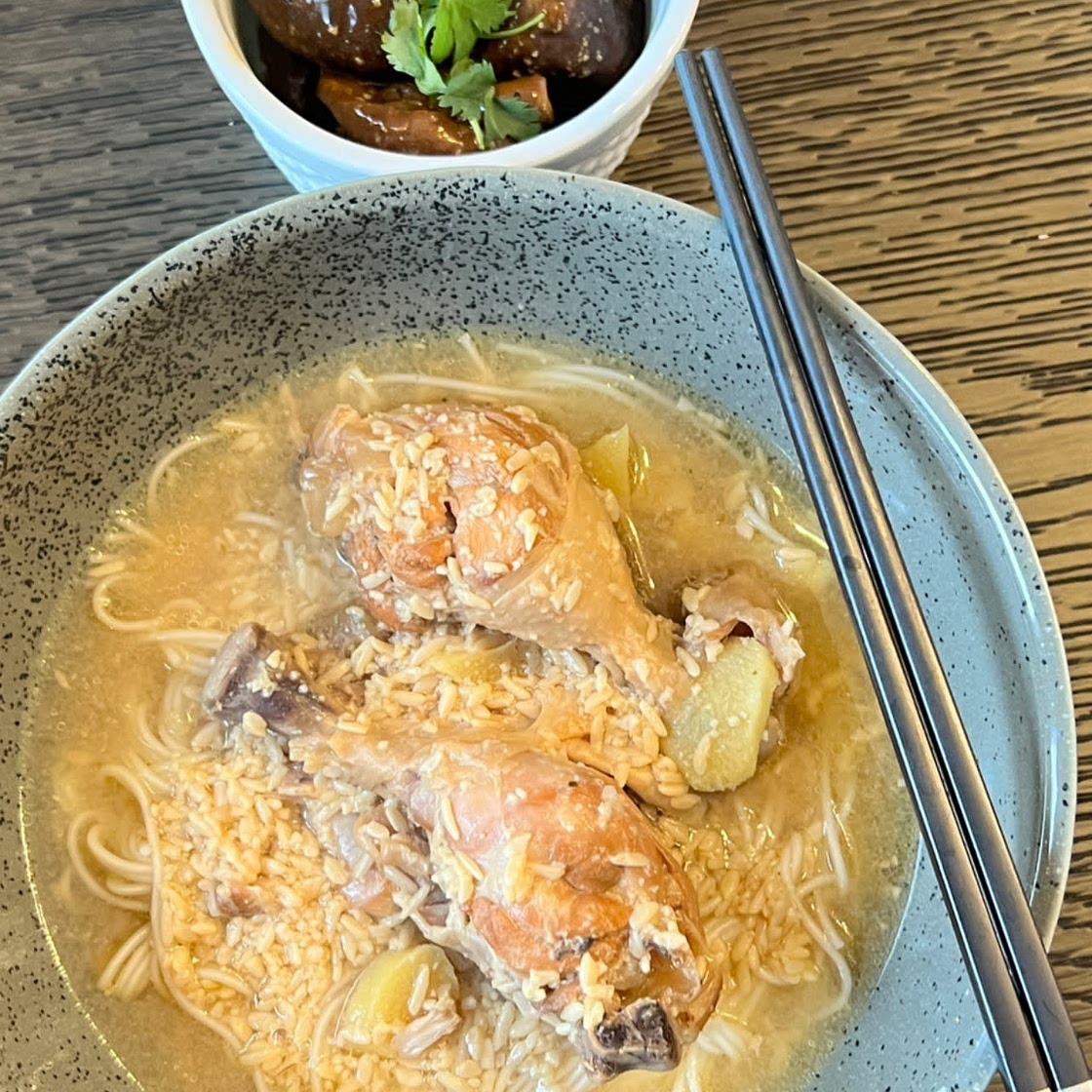 Foo Chew-style rice wine chicken noodle soup