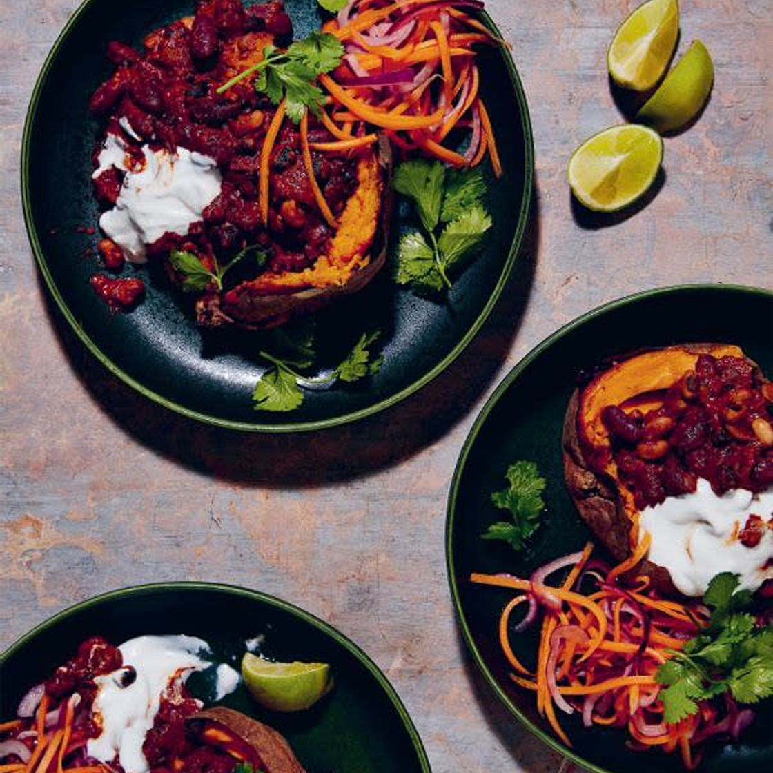 A really good vegan chilli with quick pickles
