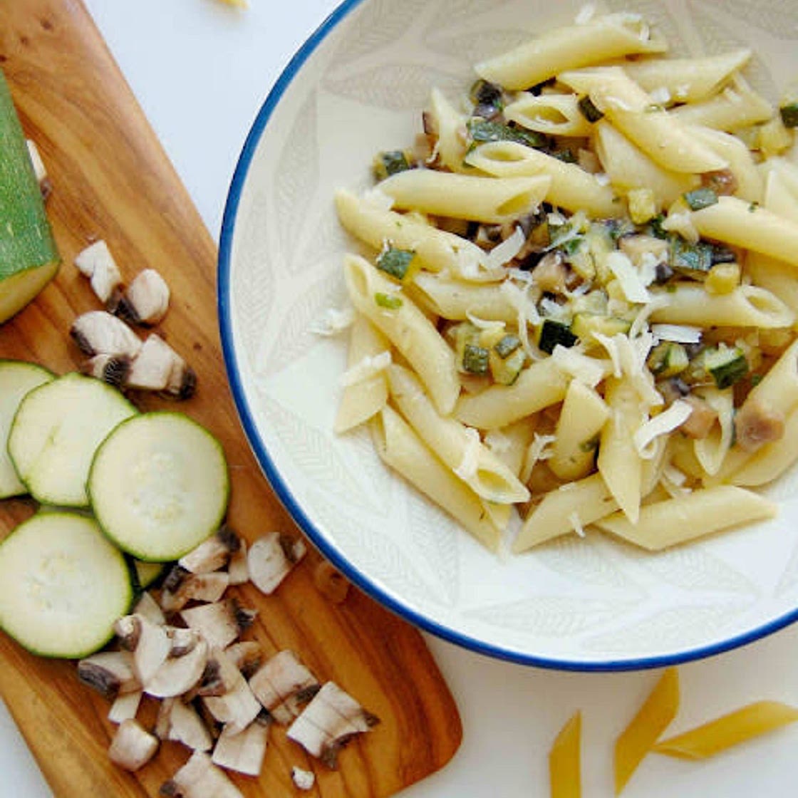 Pâtes courgettes/champignons