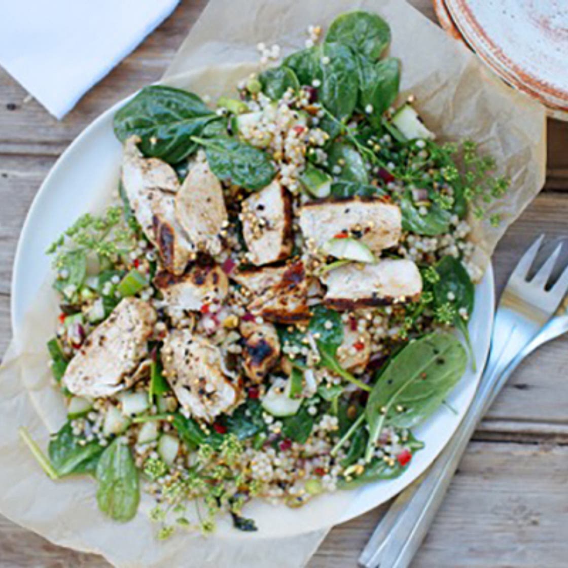 Balsamic chicken and pearl couscous salad