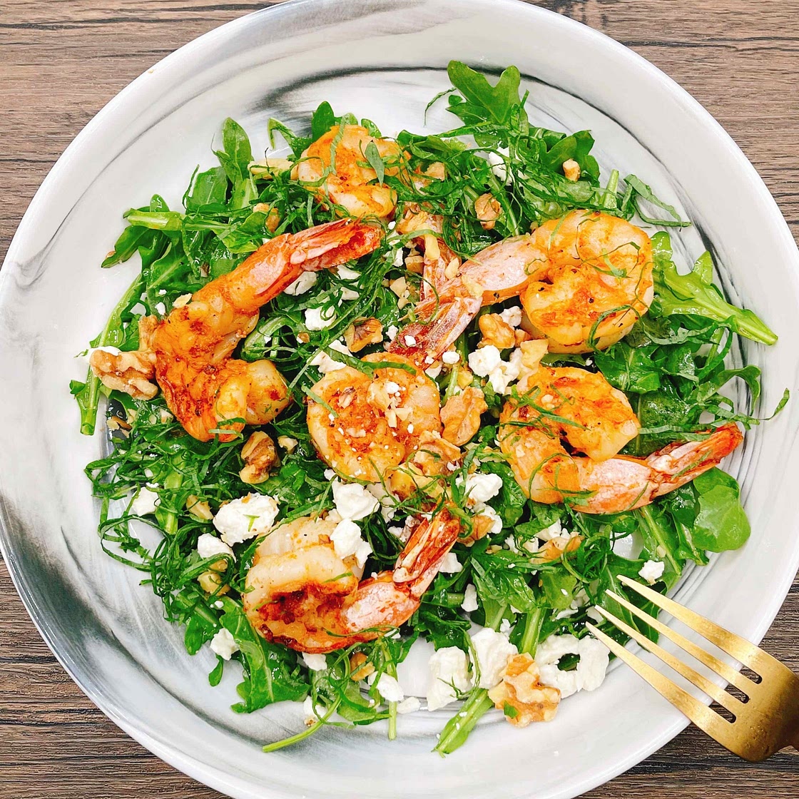 Grilled shrimp and Arugula Salad