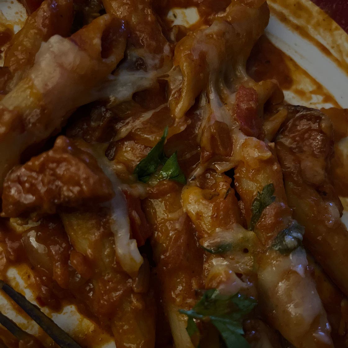 Rigatoni with arrabbiata and chorizo sauce