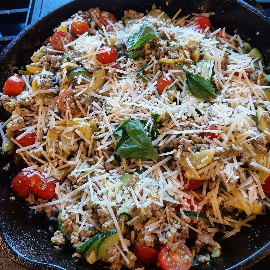 Low Carb Ground Turkey Skillet with Pesto