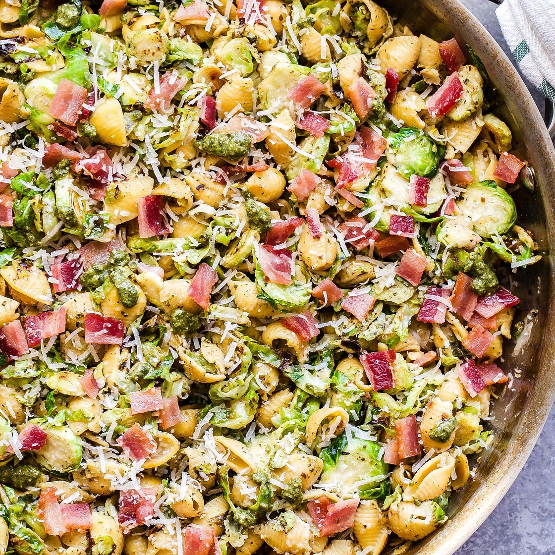 Brussels sprout bacon pasta