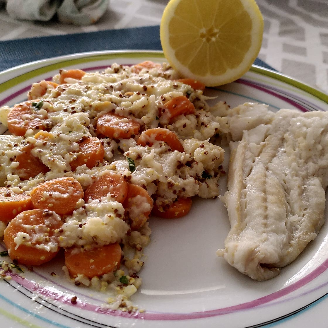 Carrotes et choux à la moutarde et son cabillaud