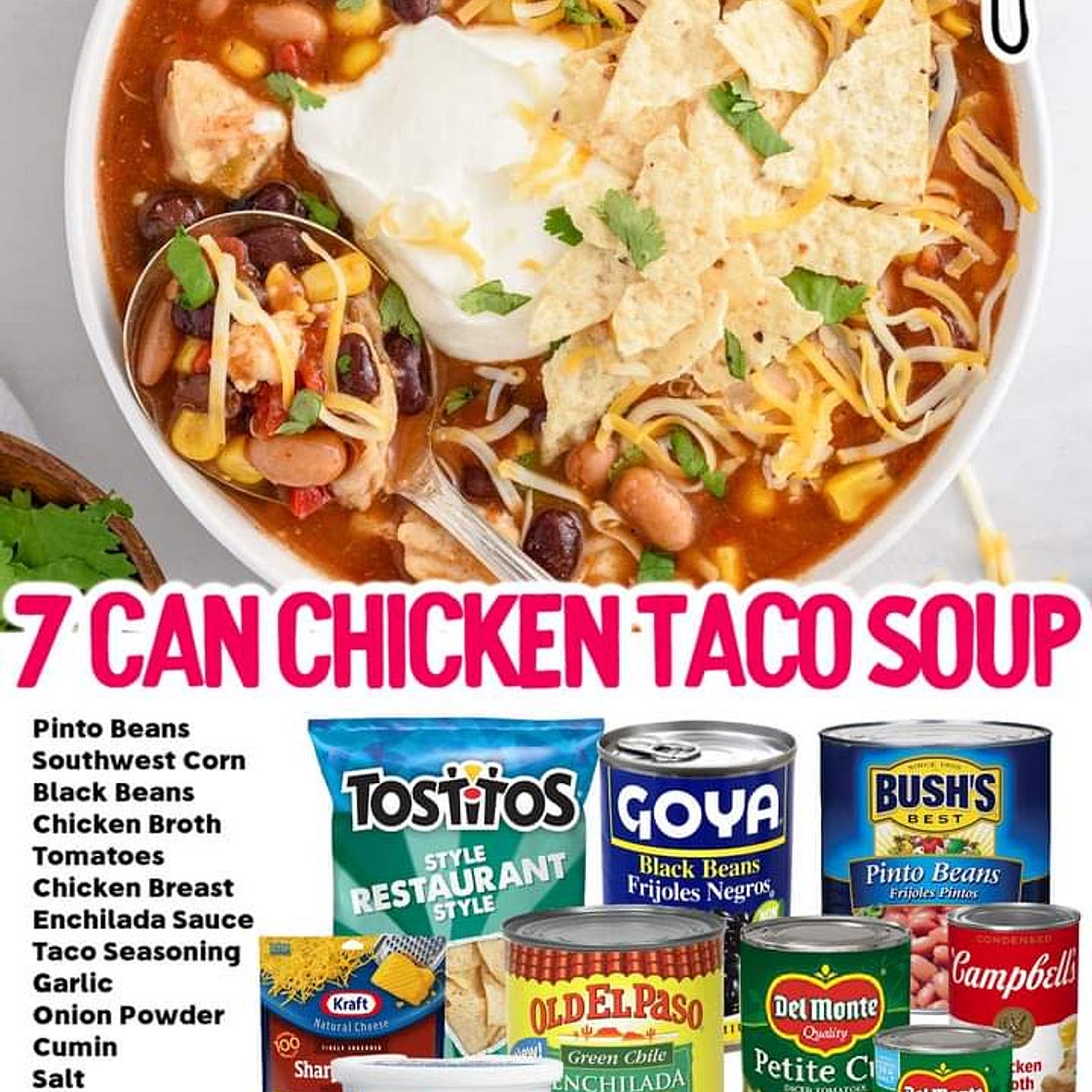 Seven can chicken taco soup