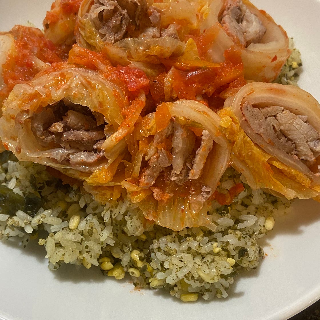 Kimchi cabbage rolls