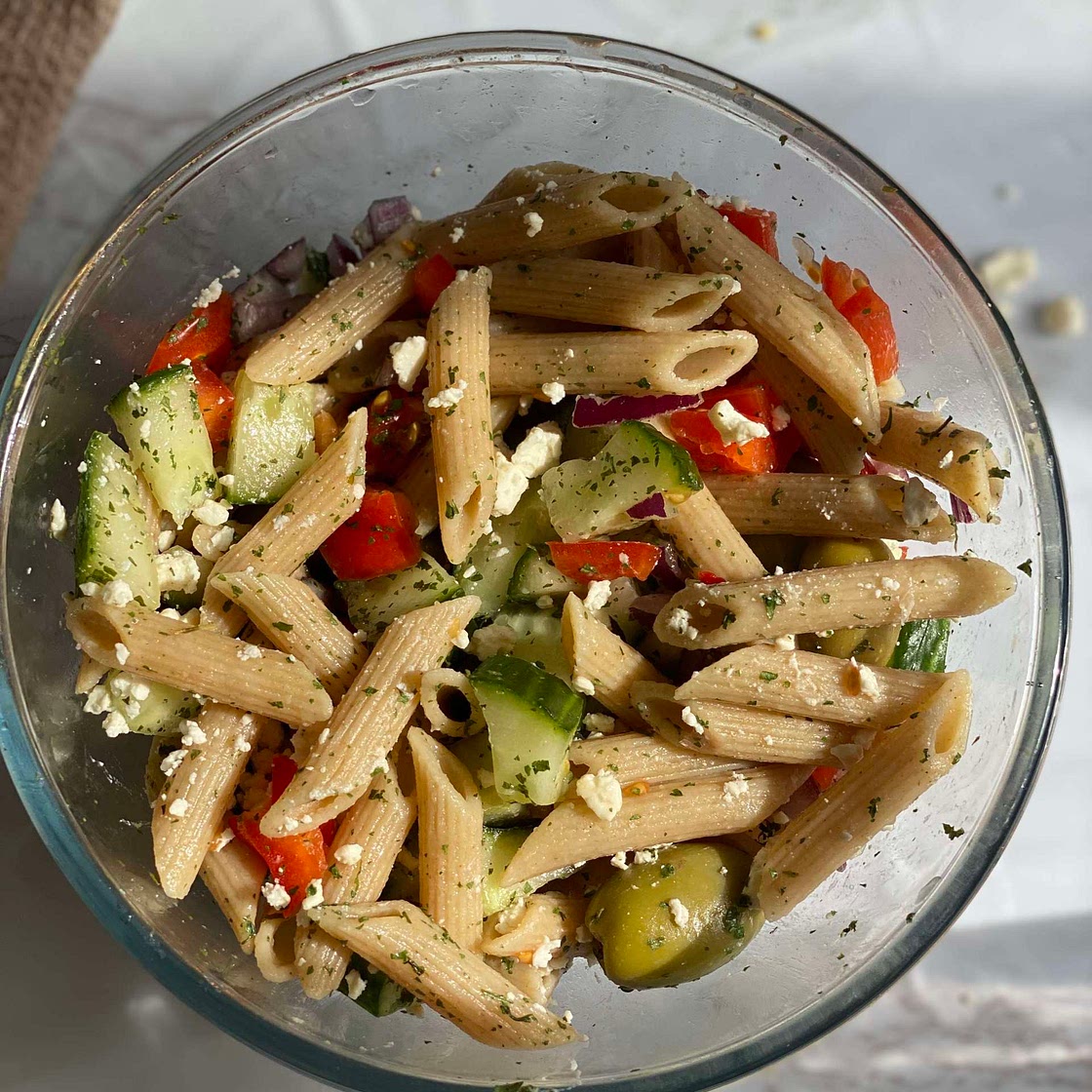 Greek pasta salad😋