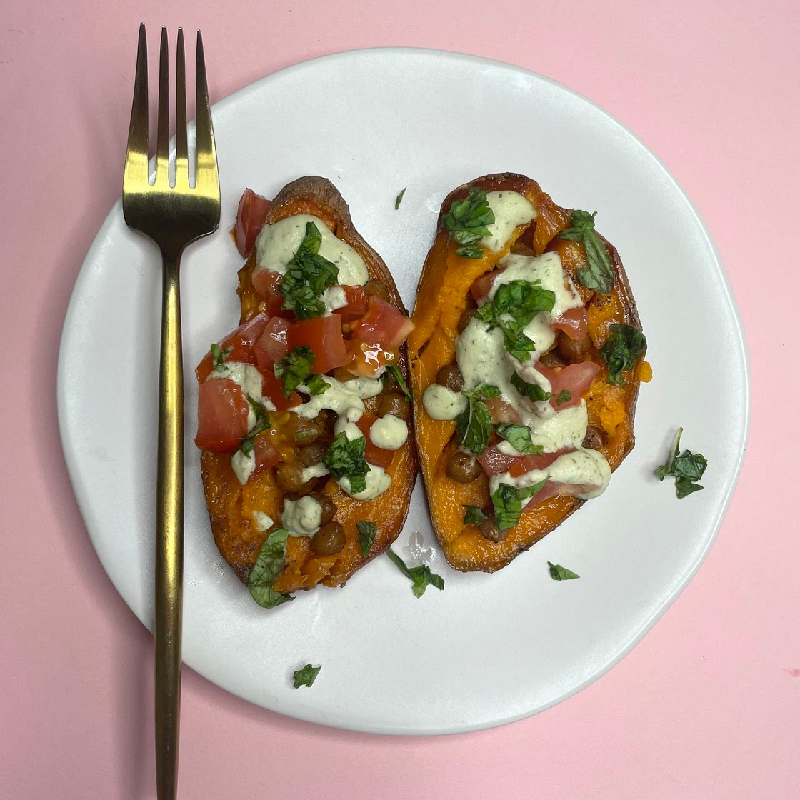 Mediterranean Stuffed Sweet Potato 