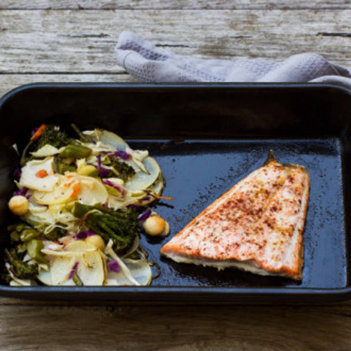 Sneak peek: one-pan salmon 'n' super slaw from the I Quit Sugar meal plan - Sarah Wilson