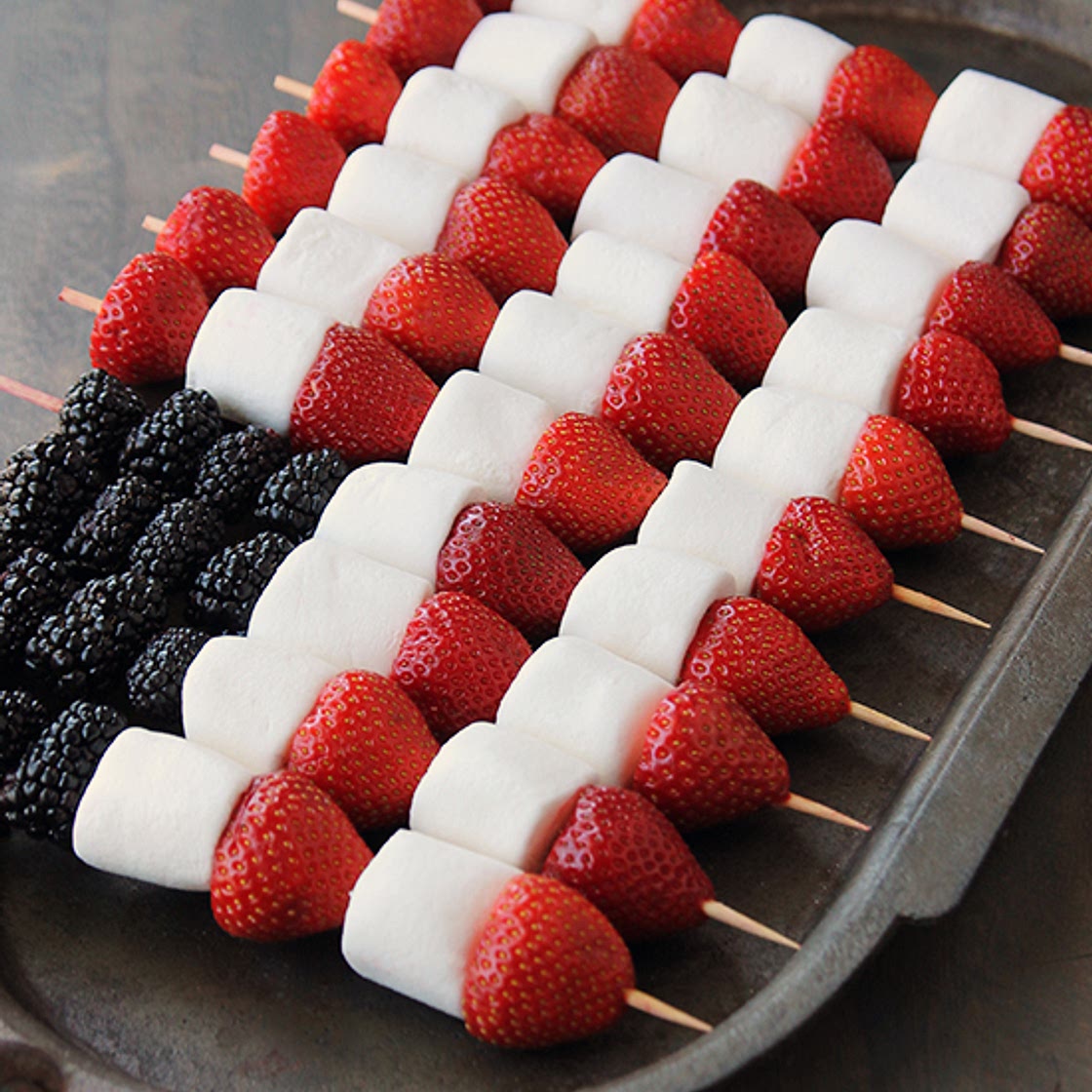 Patriotic Berry Marshmallow Kabobs | Campfire Marshmallows