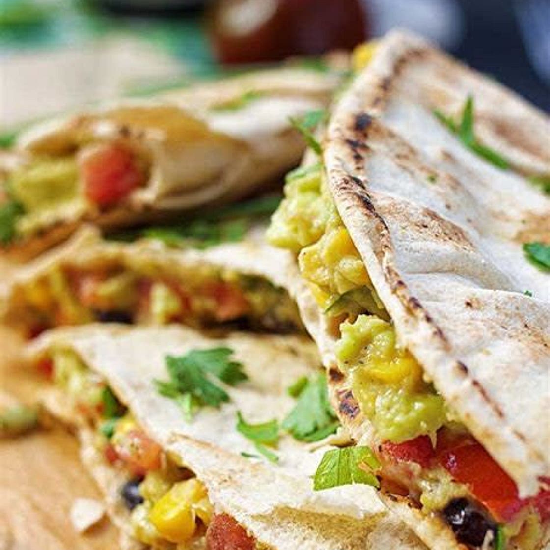 Cheesy Corn & Smash Avocado Quesadilla
