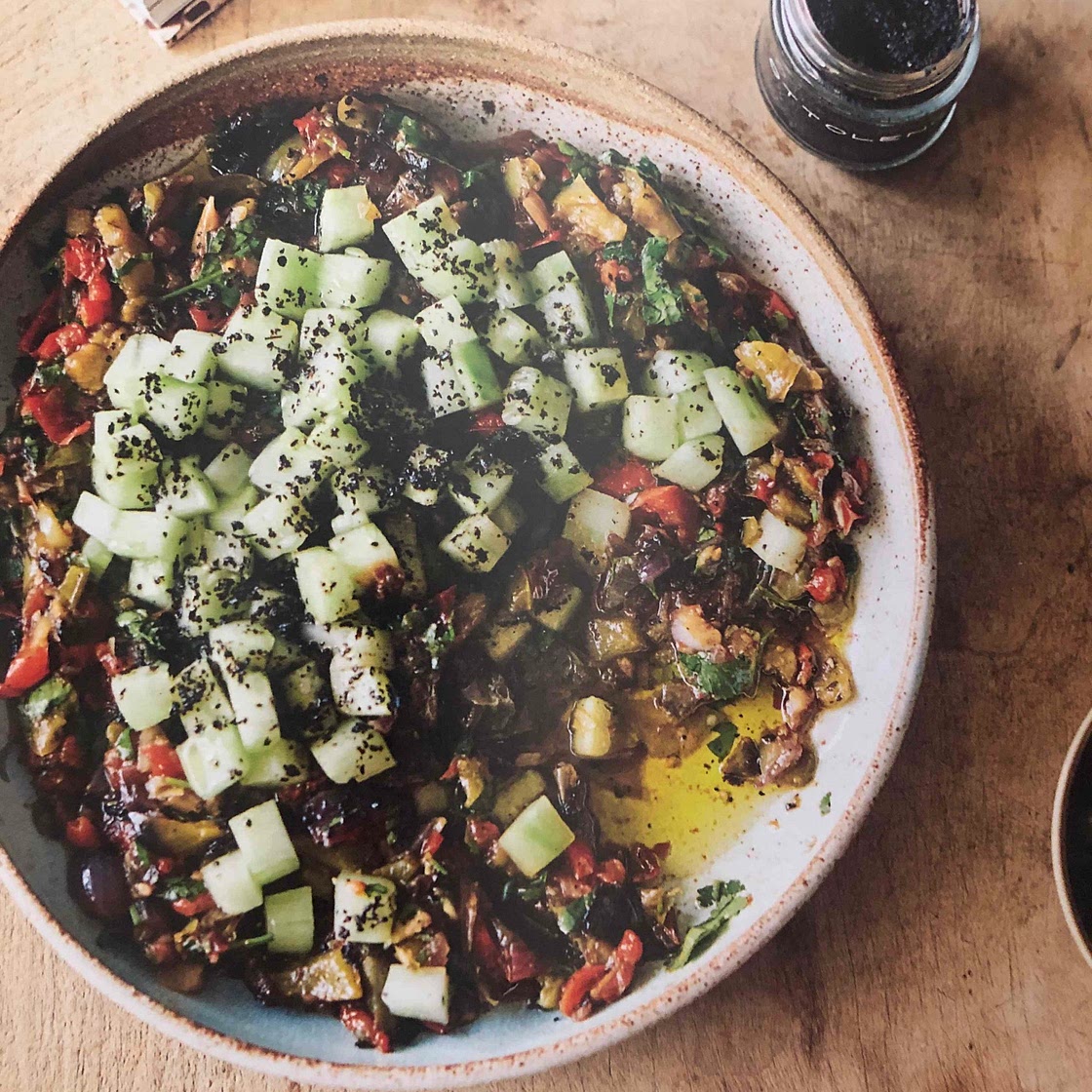 Roasted Pepper Salad with Cucumber and Herbs